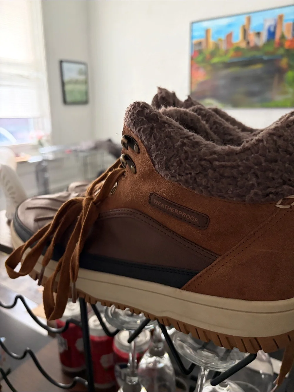 Men's Brown Waterproof Lace-Up Winter Boots
